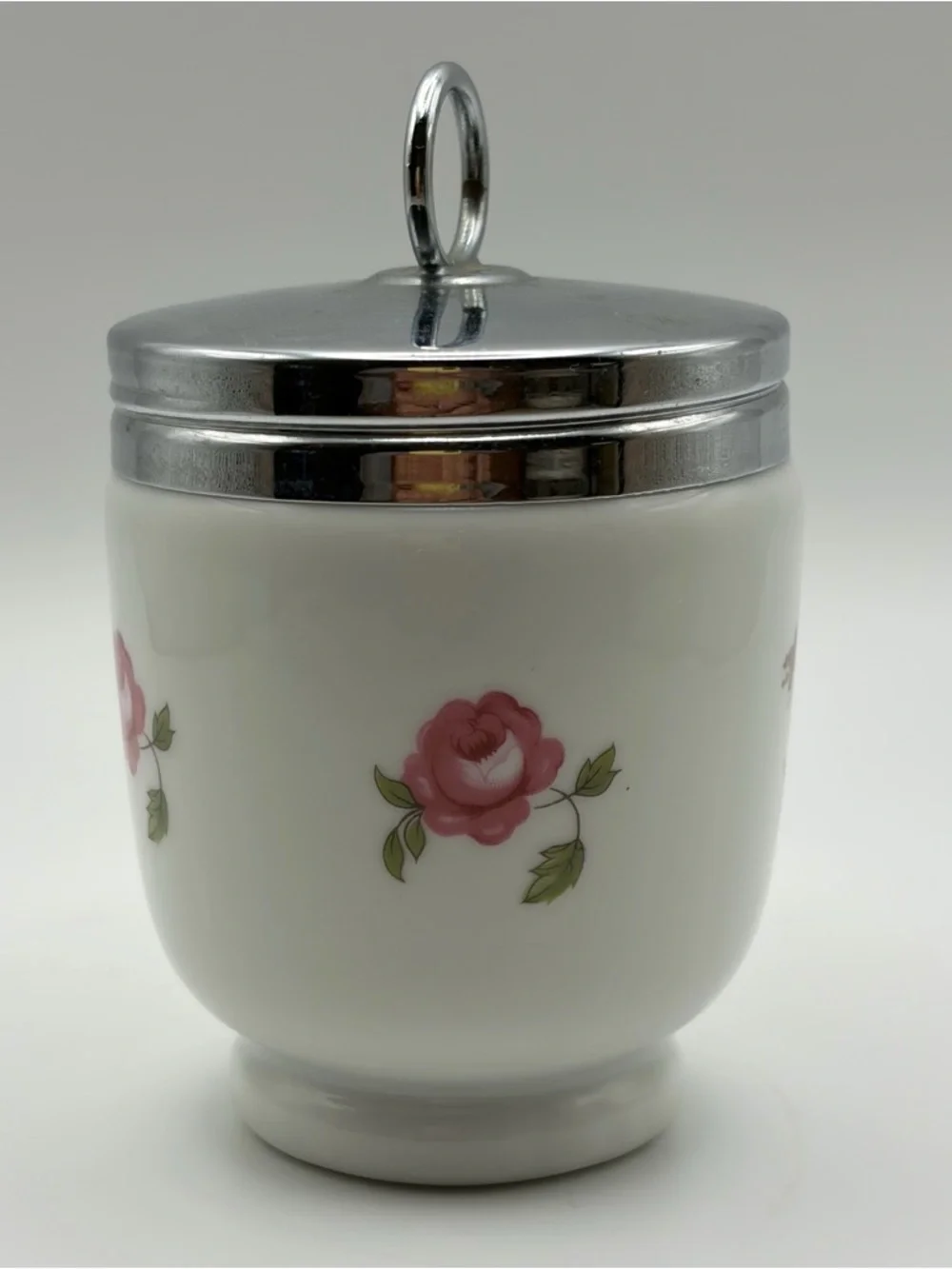 Royal Worcester Porcelain Egg Coddler 4” Bournemouth Rose Cottagecore Floral